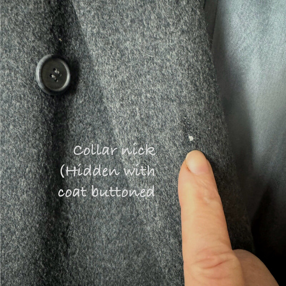 Vintage Italian Wool Double-Breasted Overcoat Gray 42L Long READ Grunge Academia - Picture 6 of 16